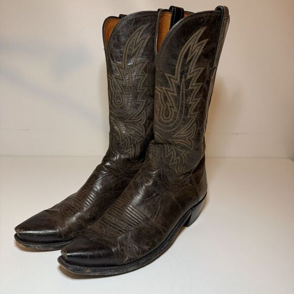 Lucchese 1883 Corbin Mad Dog Goat  Cowboy Boots Chocolate N1556R4 Size 10 D - Picture 1 of 12